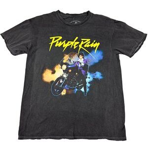The Prince Estate Size XS Distressed Purple Rain Gray Graphic Print Tee NWT